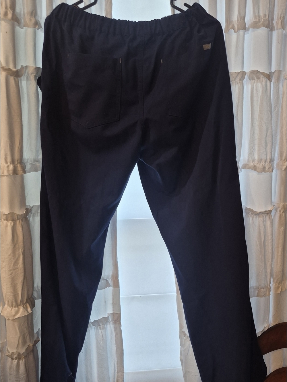 Figs Navy Scrub Pants with Yellow Logo Print